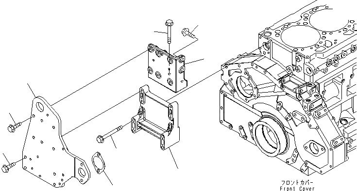 Схема запчастей Komatsu SAA6D125E-5CR-W - ДВИГАТЕЛЬ ПЕРЕДН. ПОДВЕСН. КРОНШТЕЙН ДВИГАТЕЛЬ