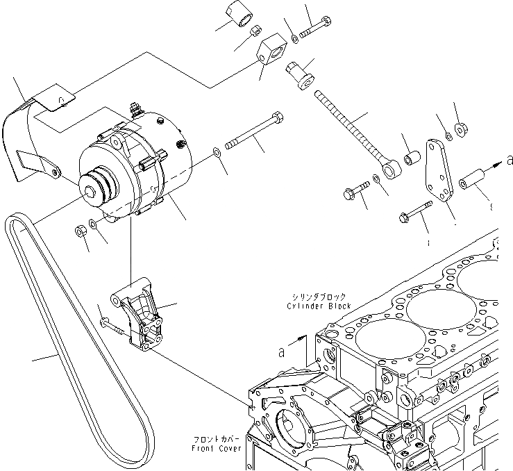 Схема запчастей Komatsu SAA6D125E-5CR-W - ГЕНЕРАТОР И КРЕПЛЕНИЕ (7A) (ЗАКАЛЕНН. ШКИВ) ДВИГАТЕЛЬ