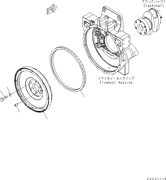 Схема запчастей Komatsu SAA6D125E-5BR-W - МАХОВИК ДВИГАТЕЛЬ