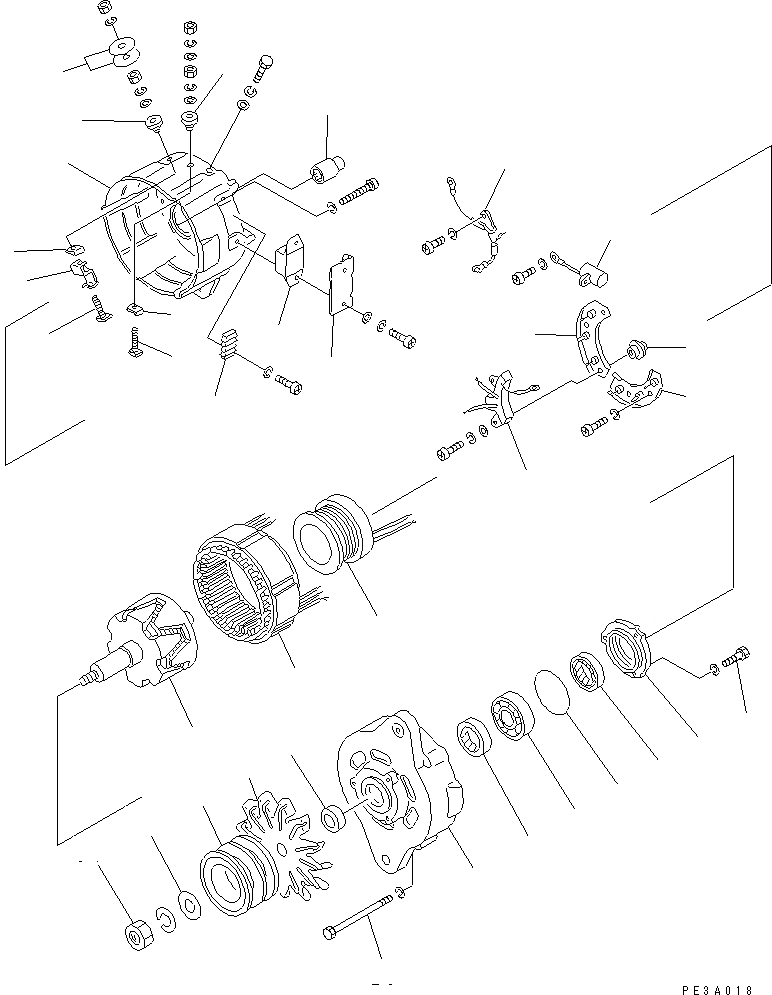 Схема запчастей Komatsu SAA6D125E-5BR-W - ГЕНЕРАТОР (A) (ВНУТР. ЧАСТИ) ДВИГАТЕЛЬ