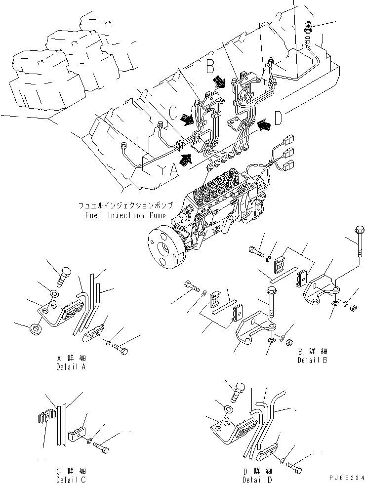 Схема запчастей Komatsu SDA12V140-1C - ТОПЛ. НАСОС ТРУБЫ (ЛЕВ. ГРУПП.)(№979-) ДВИГАТЕЛЬ