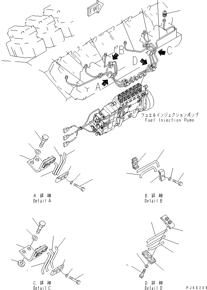 Схема запчастей Komatsu SDA12V140-1C - ТОПЛ. НАСОС ТРУБЫ (ПРАВ. ГРУПП.)(№979-) ДВИГАТЕЛЬ