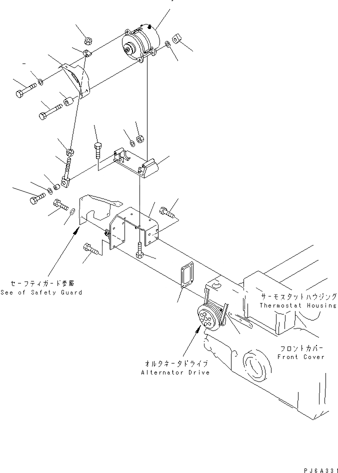 Схема запчастей Komatsu SDA12V140-1C - КРЕПЛЕНИЕ ГЕНЕРАТОРА (7A) (ЗАКАЛЕНН. ШКИВ)(№-) ДВИГАТЕЛЬ