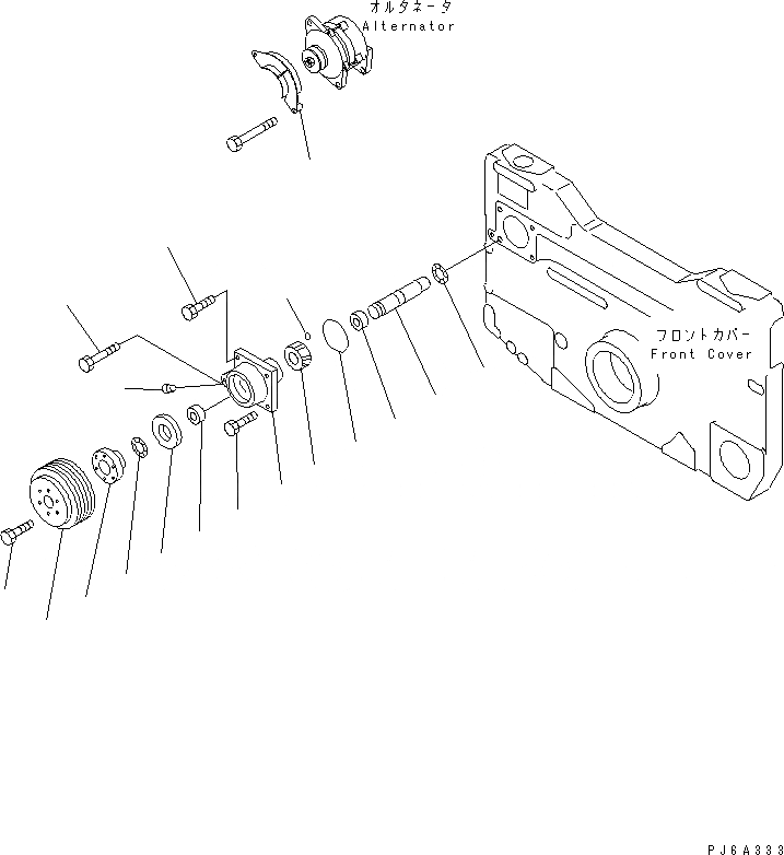 Схема запчастей Komatsu SDA12V140-1C - ПРИВОД ГЕНЕРАТОРА (ДЛЯ 9A)(№-) ДВИГАТЕЛЬ