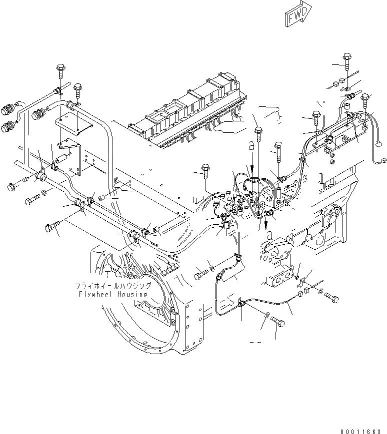 Схема запчастей Komatsu SDA12V140E-1D - ПРОВОДКА (/) (ПРАВ.) (ДЛЯ VHMS LESS) ДВИГАТЕЛЬ