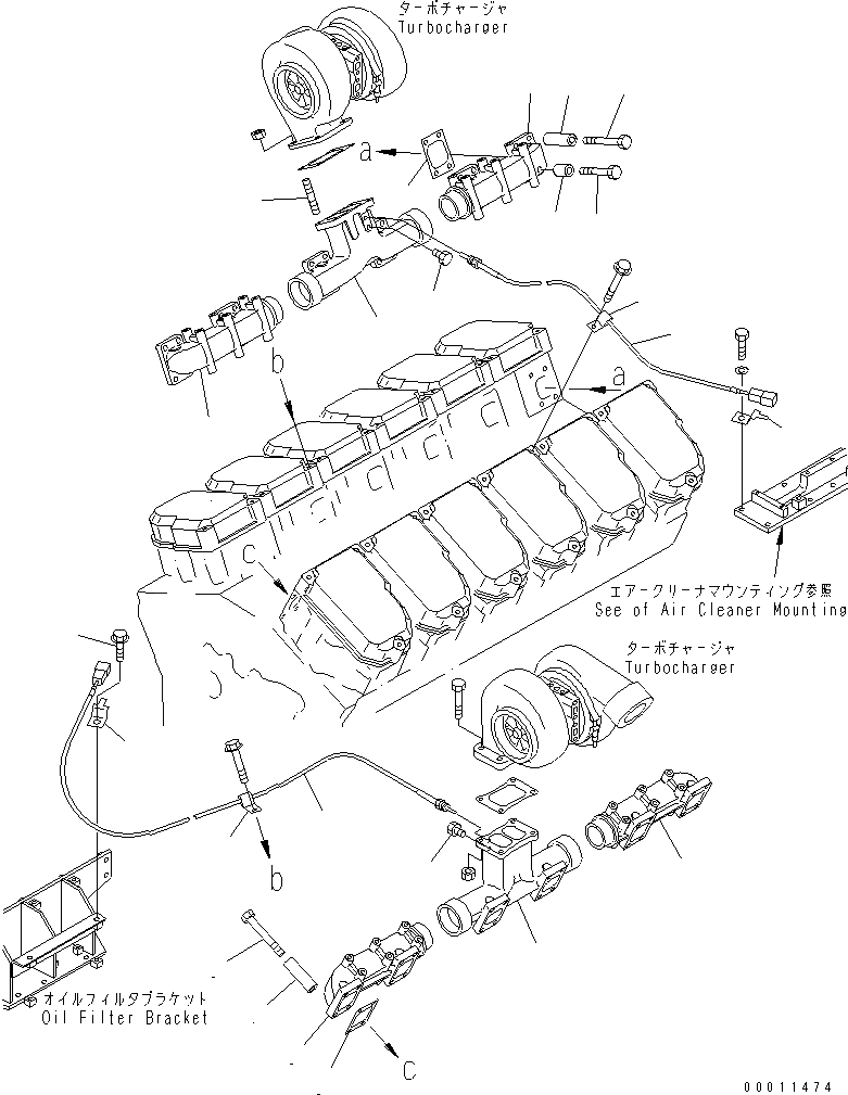 Схема запчастей Komatsu SDA12V140E-1D-D - ВЫПУСКНОЙ КОЛЛЕКТОР ДВИГАТЕЛЬ