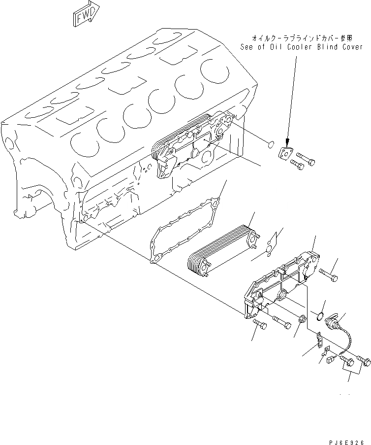 Схема запчастей Komatsu SDA12V140E-1D-D - МАСЛООХЛАДИТЕЛЬ (С ОБОГРЕВАТЕЛЕМ БЛОКА) ДВИГАТЕЛЬ