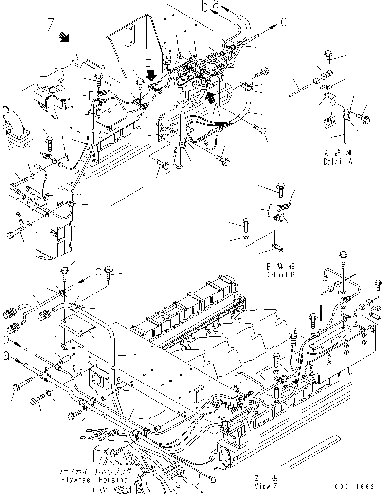 Схема запчастей Komatsu SDA12V140E-1D-D - ПРОВОДКА (/) (ЛЕВ.) ДВИГАТЕЛЬ