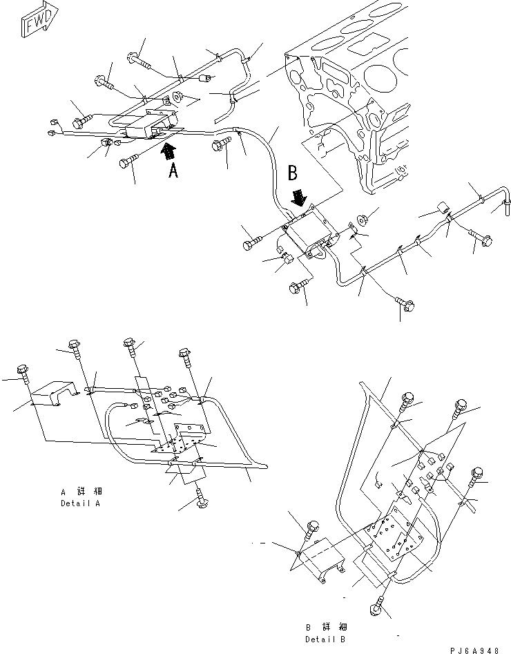 Схема запчастей Komatsu SDA12V140-1C-A - ЭЛЕКТР. ЭЛЕКТРОПРОВОДКА(№-) ДВИГАТЕЛЬ