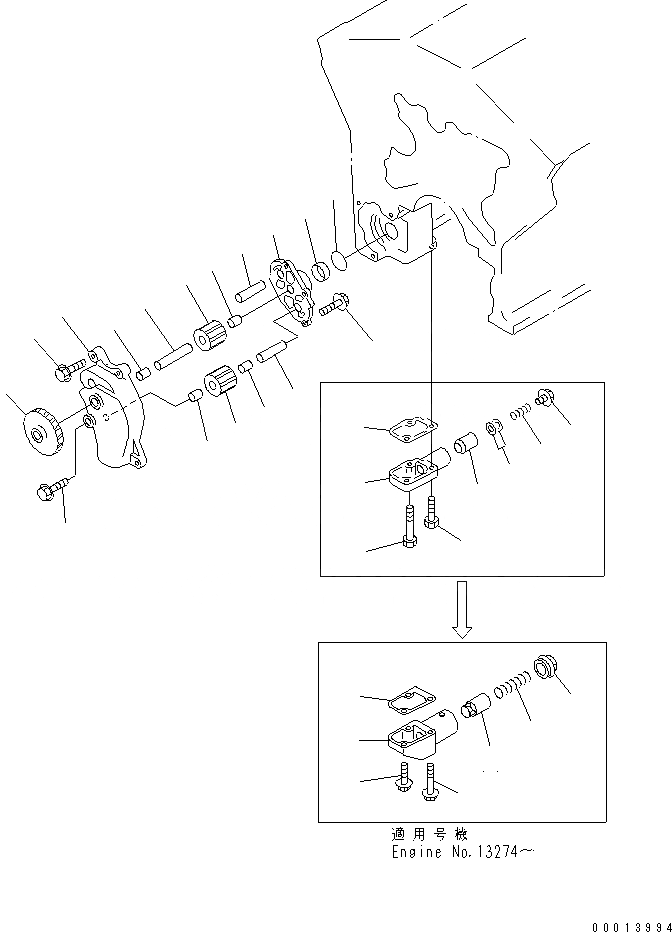 Схема запчастей Komatsu SDA12V140-1C-A - МАСЛ. НАСОС(№99-) ДВИГАТЕЛЬ