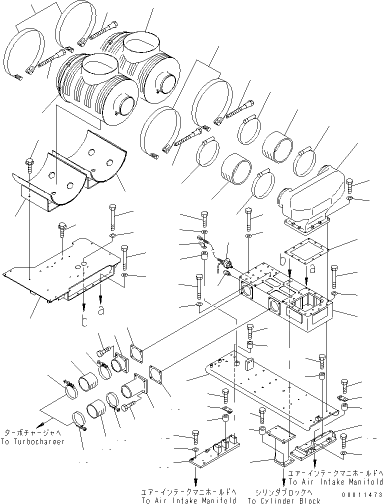 Схема запчастей Komatsu SDA12V140E-1D-A - ВОЗДУХООЧИСТИТЕЛЬ КРЕПЛЕНИЕ(№-) ДВИГАТЕЛЬ