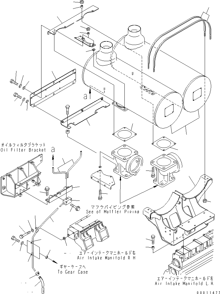 Схема запчастей Komatsu SDA12V140E-1D-A - ГЛУШИТЕЛЬ (КРОМЕ ЯПОН.)(№-) ДВИГАТЕЛЬ