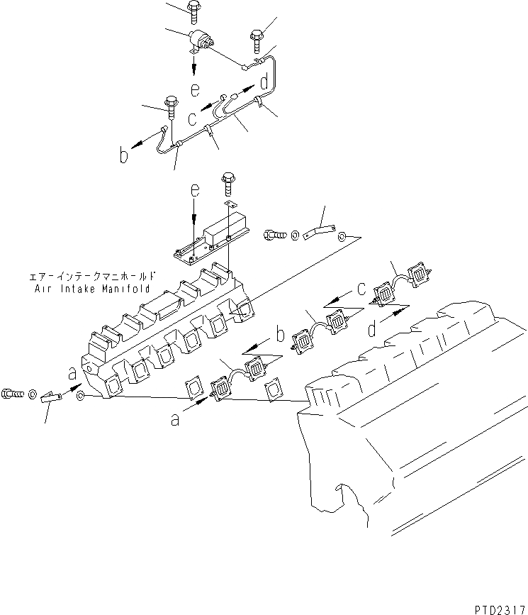 Схема запчастей Komatsu SDA12V140E-1D-AD - ВЫКЛЮЧАТЕЛЬ ПОДОГРЕВАТЕЛЯ (ПРАВ. ГРУПП.)(№-) ДВИГАТЕЛЬ