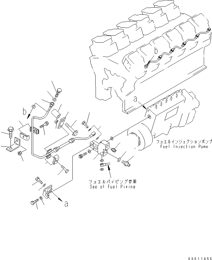 Схема запчастей Komatsu SDA12V140E-1D-AD - ВОЗВРАТ ТОПЛИВА (ЛЕВ. ГРУПП.)(№-) ДВИГАТЕЛЬ