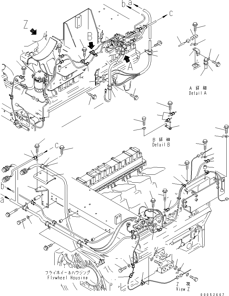 Схема запчастей Komatsu SDA12V140E-1D-AD - ПРОВОДКА (/)(№9-) ДВИГАТЕЛЬ