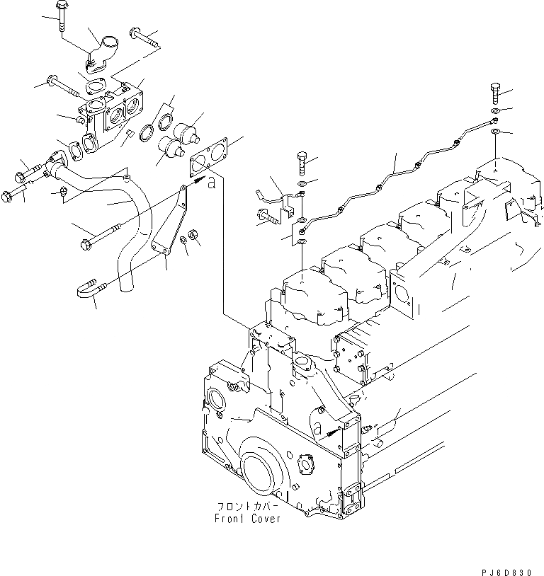 Схема запчастей Komatsu SDA6D140E-3A-9 - ТЕРМОСТАТ И ВОЗДУШН. ВЕНТИЛЯЦИЯ(№78-) ДВИГАТЕЛЬ