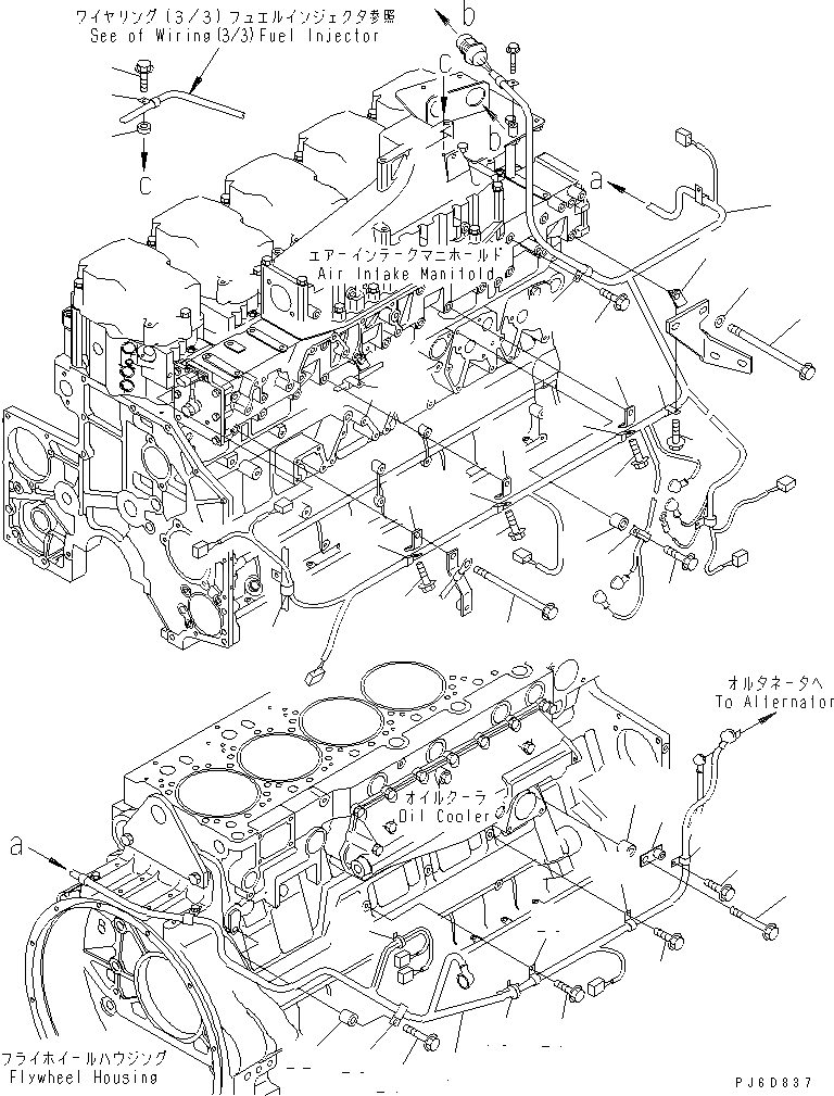 Схема запчастей Komatsu SDA6D140E-3A-9 - ЭЛЕКТРОПРОВОДКА (/) ДАТЧИК (КРОМЕ ЯПОН.)(№78-) ДВИГАТЕЛЬ