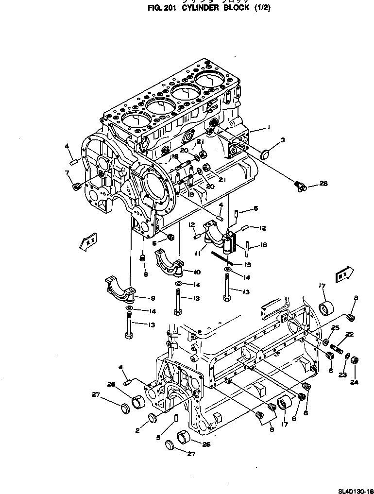 Схема запчастей Komatsu SL4D130-1C - БЛОК ЦИЛИНДРОВ (/) БЛОК ЦИЛИНДРОВ