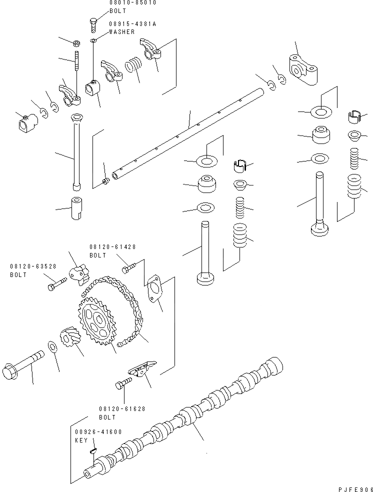 Схема запчастей Komatsu TB42-1D-F - РАСПРЕДВАЛ И КЛАПАН MECHANISM ДВИГАТЕЛЬ