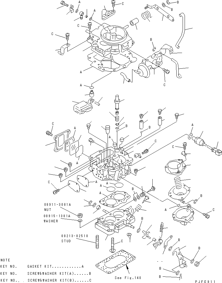 Схема запчастей Komatsu TB42-1C-F - CARBURETOR ДВИГАТЕЛЬ