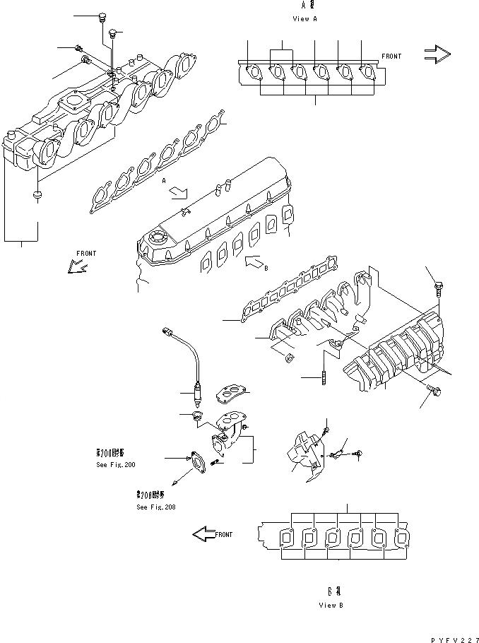 Схема запчастей Komatsu TB45-191-A - КОЛЛЕКТОР ДВИГАТЕЛЬ