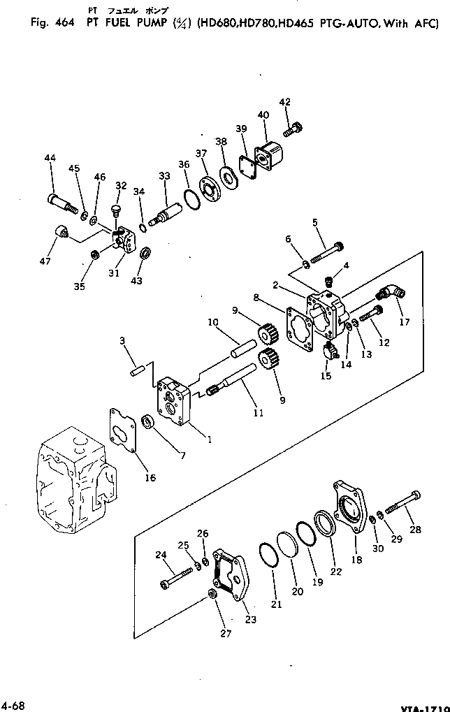 Схема запчастей Komatsu VTA-1710-1C - PT ТОПЛИВН. НАСОС (/) ТОПЛИВН. СИСТЕМА