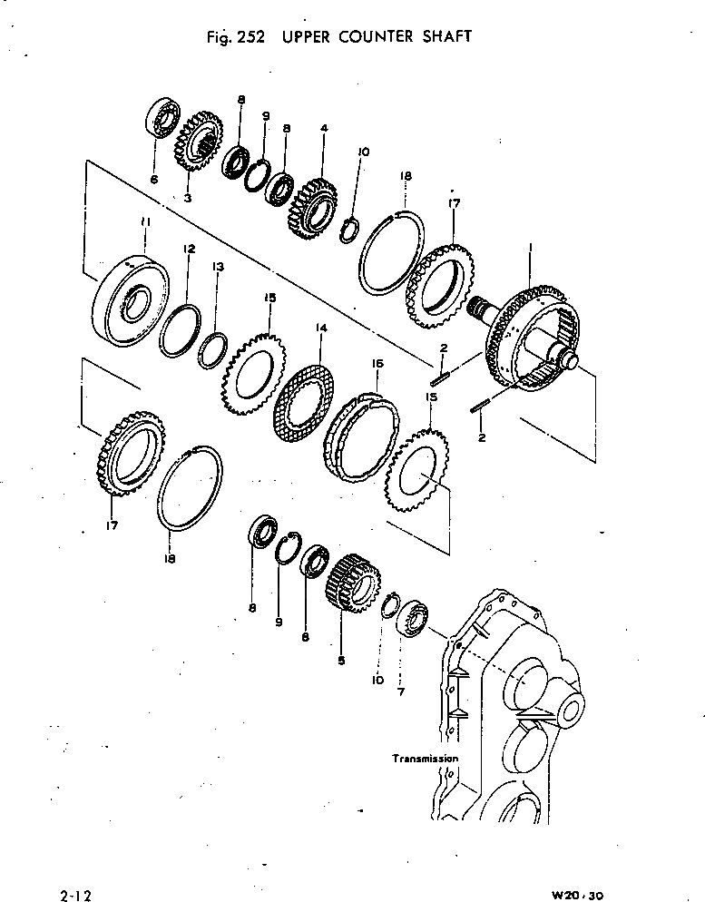 Схема запчастей Komatsu W20-1 - ВЕРХН. COUNTER ВАЛ ГИДРОТРАНСФОРМАТОР И ТРАНСМИССИЯ