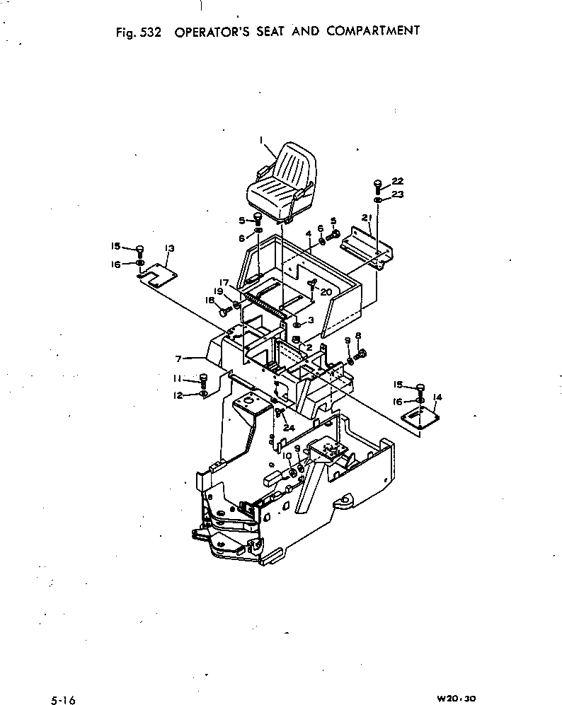 Схема запчастей Komatsu W20-1 - СИДЕНЬЕ ОПЕРАТОРА И ОБСТАНОВКА РАМА И КУЗОВ