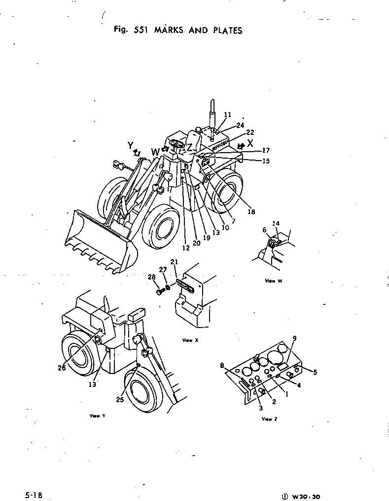 Схема запчастей Komatsu W20-1 - МАРКИРОВКА РАМА И КУЗОВ