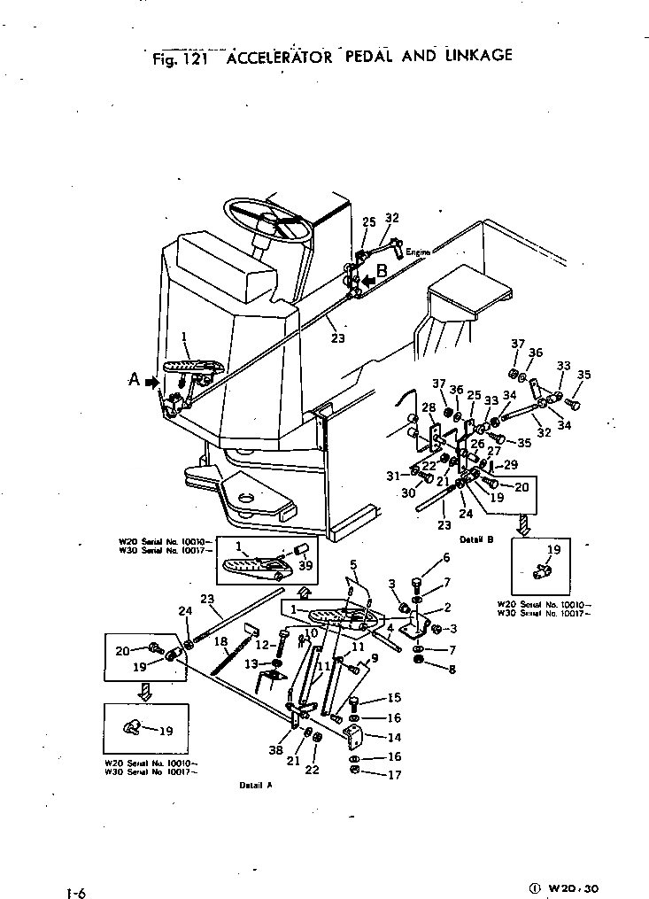 Схема запчастей Komatsu W30-1 - ПЕДАЛЬ АКСЕЛЕРАТОРАAND МЕХАНИЗМ КОМПОНЕНТЫ ДВИГАТЕЛЯ И ЭЛЕКТРИКА