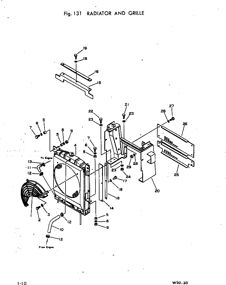 Схема запчастей Komatsu W30-1 - РАДИАТОР И РЕШЕТКА КОМПОНЕНТЫ ДВИГАТЕЛЯ И ЭЛЕКТРИКА