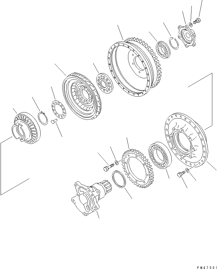 Схема запчастей Komatsu WA100-3-X - ГИДРОТРАНСФОРМАТОР(№-) ТРАНСМИССИЯ