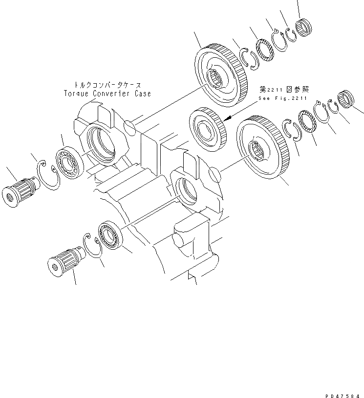 Схема запчастей Komatsu WA100-3-X - ТРАНСМИССИЯ (МЕХ-М ОТБОРА МОЩН-ТИ)(№-) ТРАНСМИССИЯ