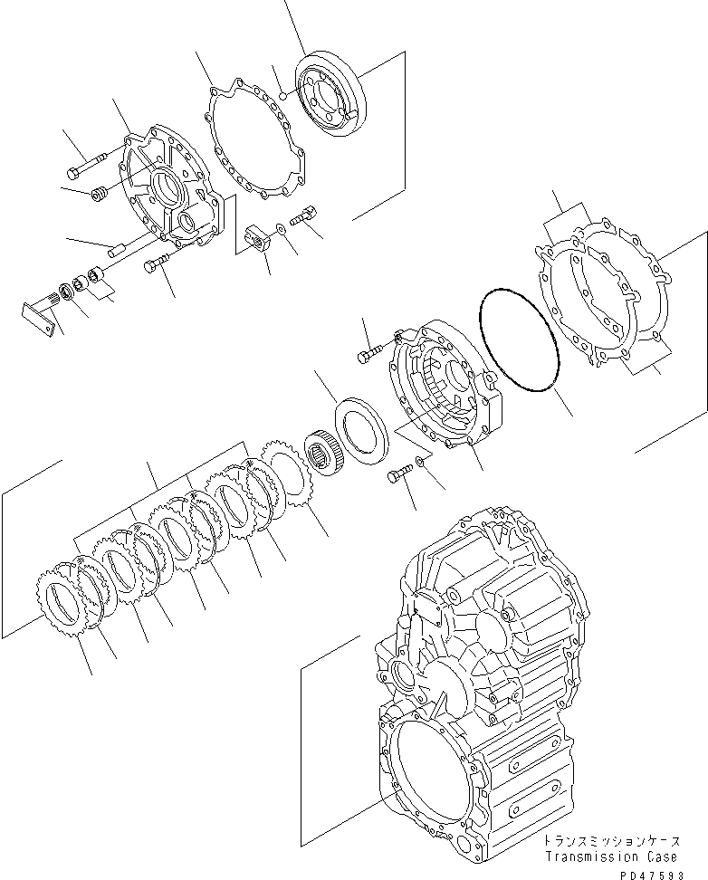 Схема запчастей Komatsu WA100-3-X - ТРАНСМИССИЯ (СТОЯНОЧНЫЙ ТОРМОЗ)(№-) ТРАНСМИССИЯ