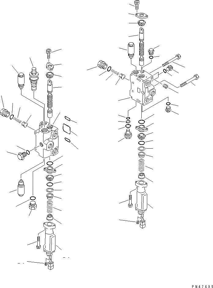 Схема запчастей Komatsu WA100-3-X - 2-Х СЕКЦИОНН. УПРАВЛЯЮЩ. КЛАПАН (/)(№-) УПРАВЛ-Е РАБОЧИМ ОБОРУДОВАНИЕМ