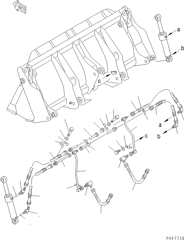 Схема запчастей Komatsu WA100-3-X - МНОГОЦЕЛЕВ. КОВШ (/) (ГИДРОЛИНИЯ)(№-) РАБОЧЕЕ ОБОРУДОВАНИЕ