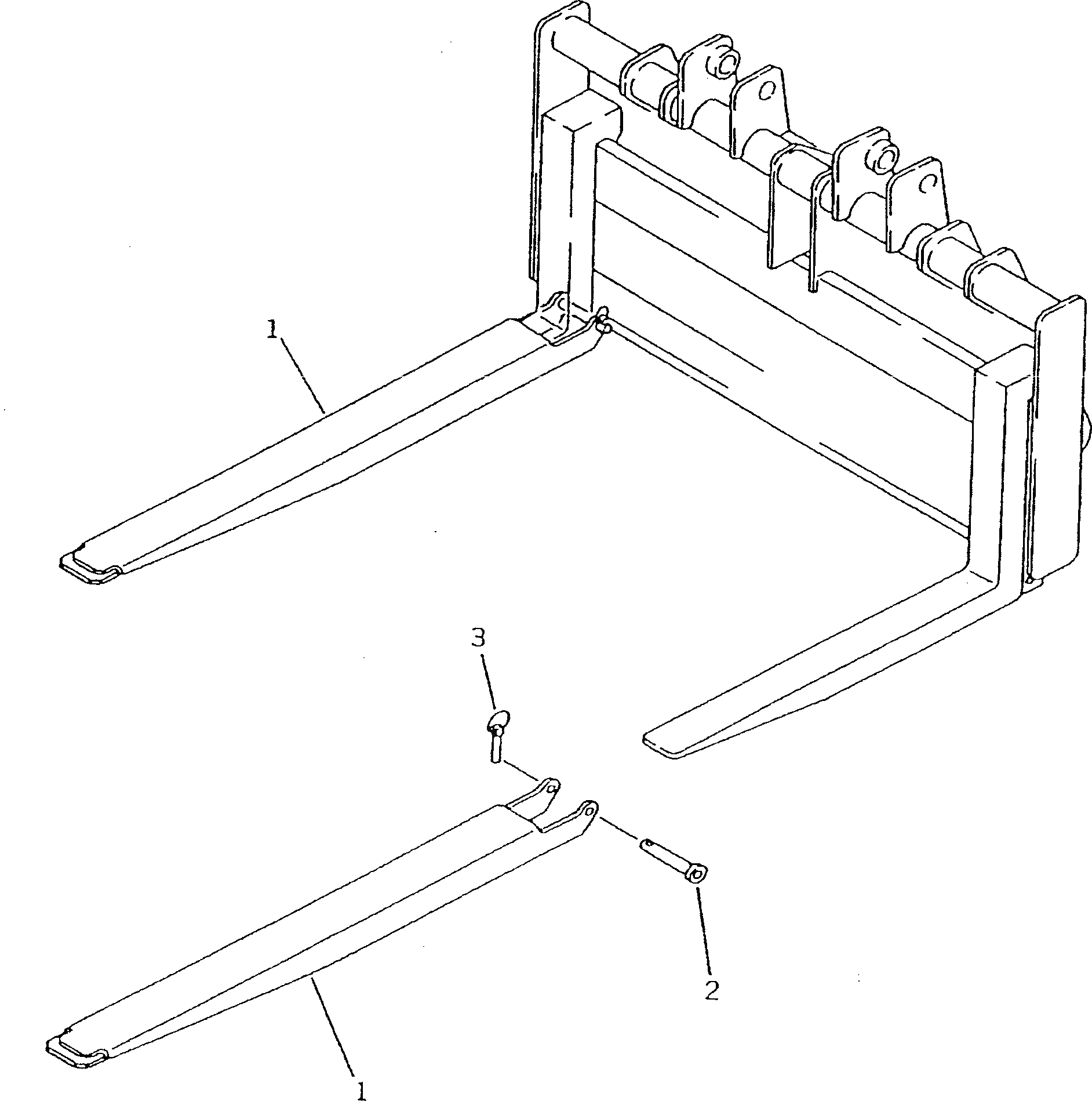 Схема запчастей Komatsu WA100-3-X - EXTENSION ВИЛЫ (ДЛЯ LUMBER ВИЛЫ)(№-) РАБОЧЕЕ ОБОРУДОВАНИЕ