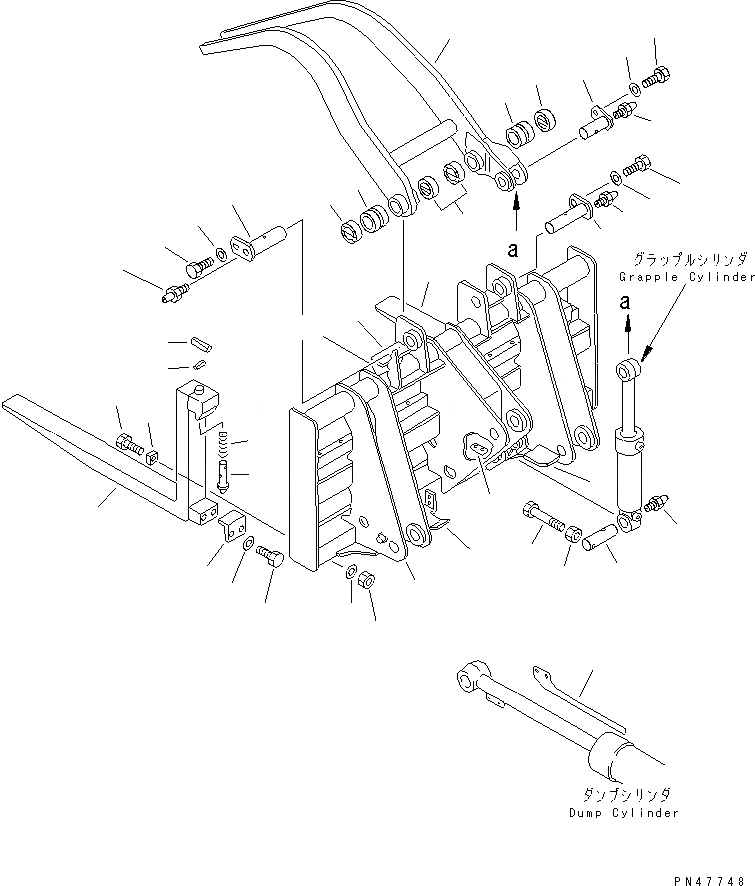 Схема запчастей Komatsu WA100-3-X - LOG LUMBER ВИЛЫ ЗАХВАТ (/) (LOG LUMBER ВИЛЫ ЗАХВАТ)(№-) РАБОЧЕЕ ОБОРУДОВАНИЕ