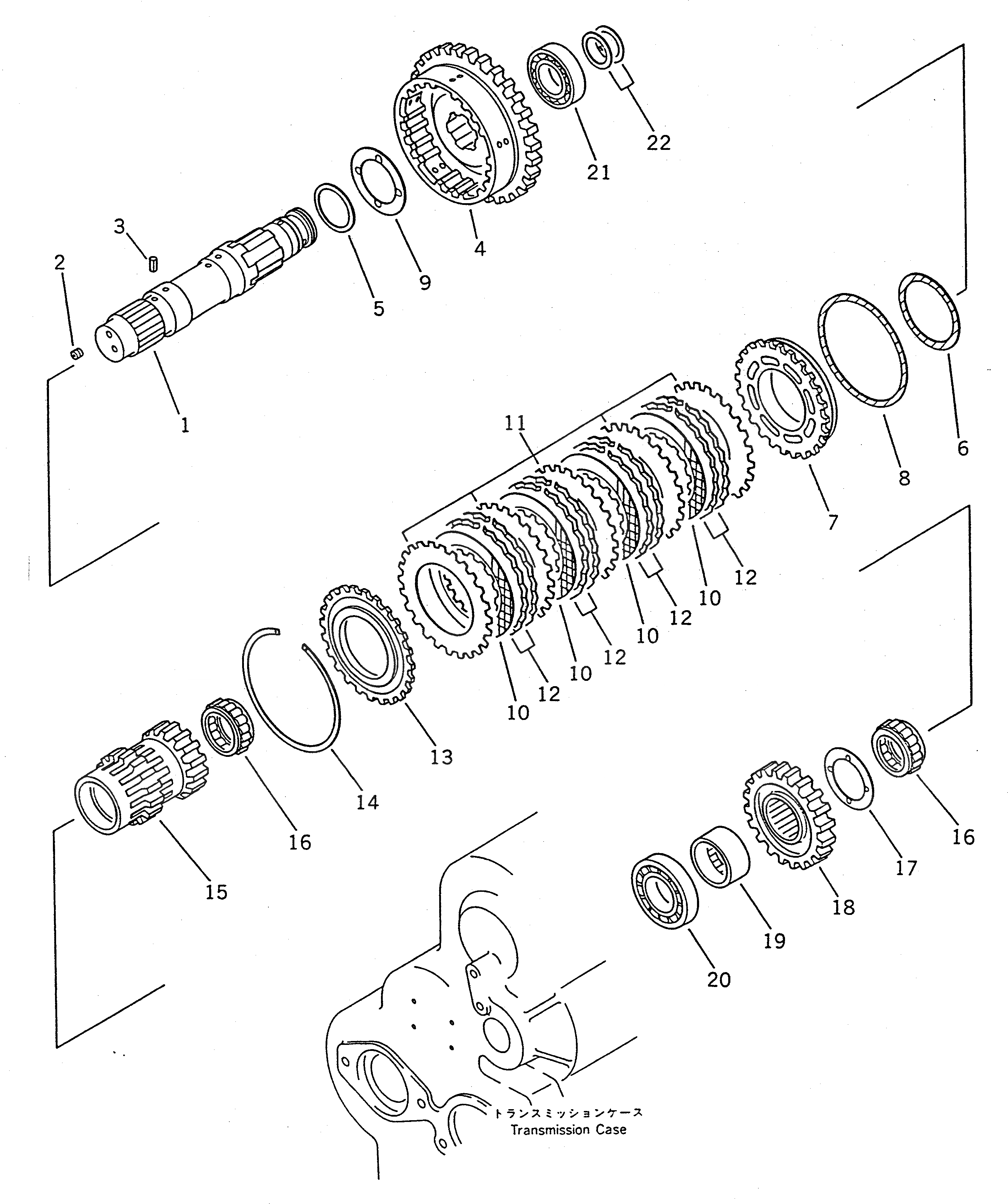 Схема запчастей Komatsu WA100-1 - 1 МУФТА(№-9999) ГИДРОТРАНСФОРМАТОР И ТРАНСМИССИЯ