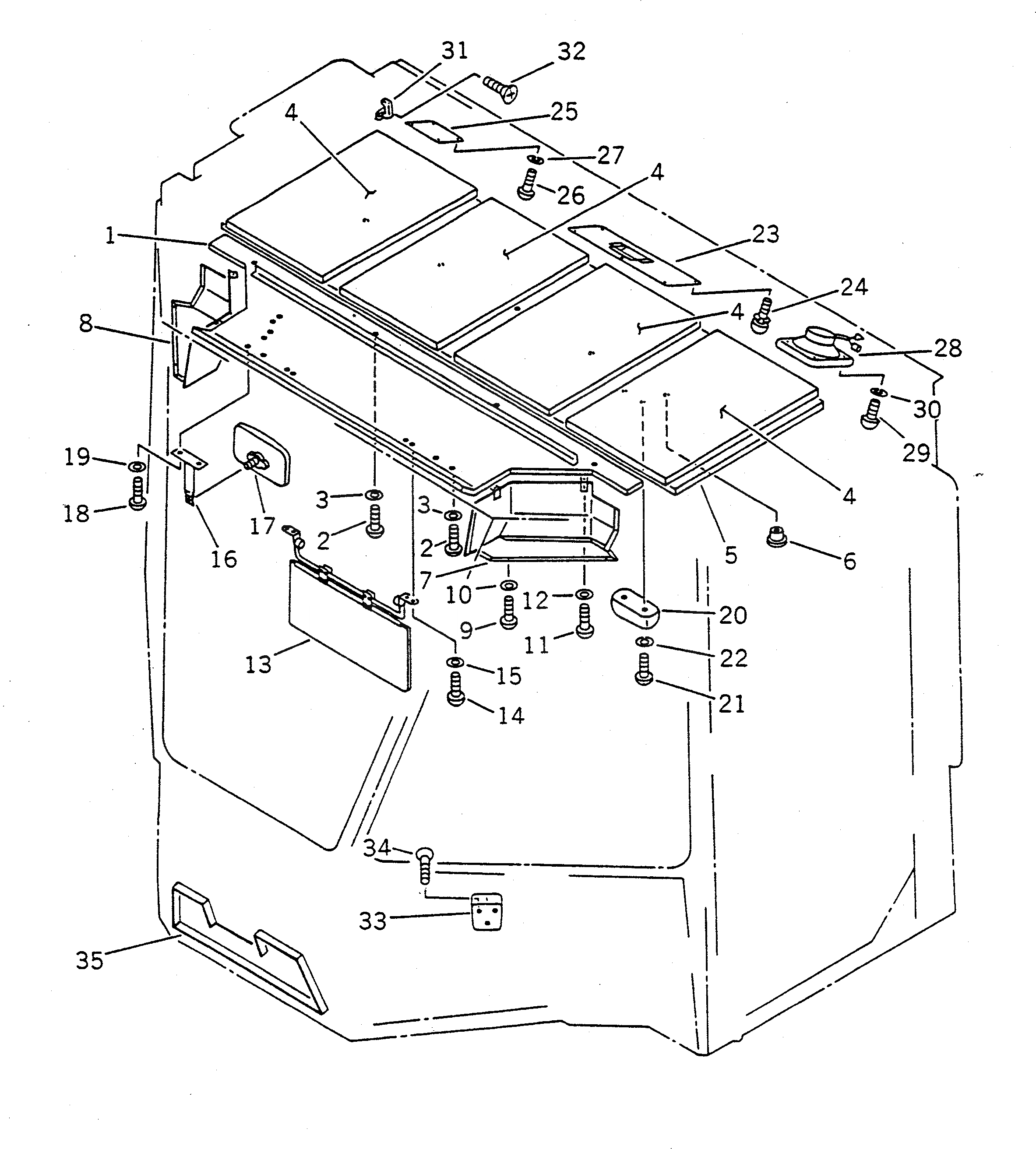 Схема запчастей Komatsu WA100-1 - КАБИНА (/8) (ДЛЯ -PERSONS)(№-) СПЕЦ. APPLICATION ЧАСТИ