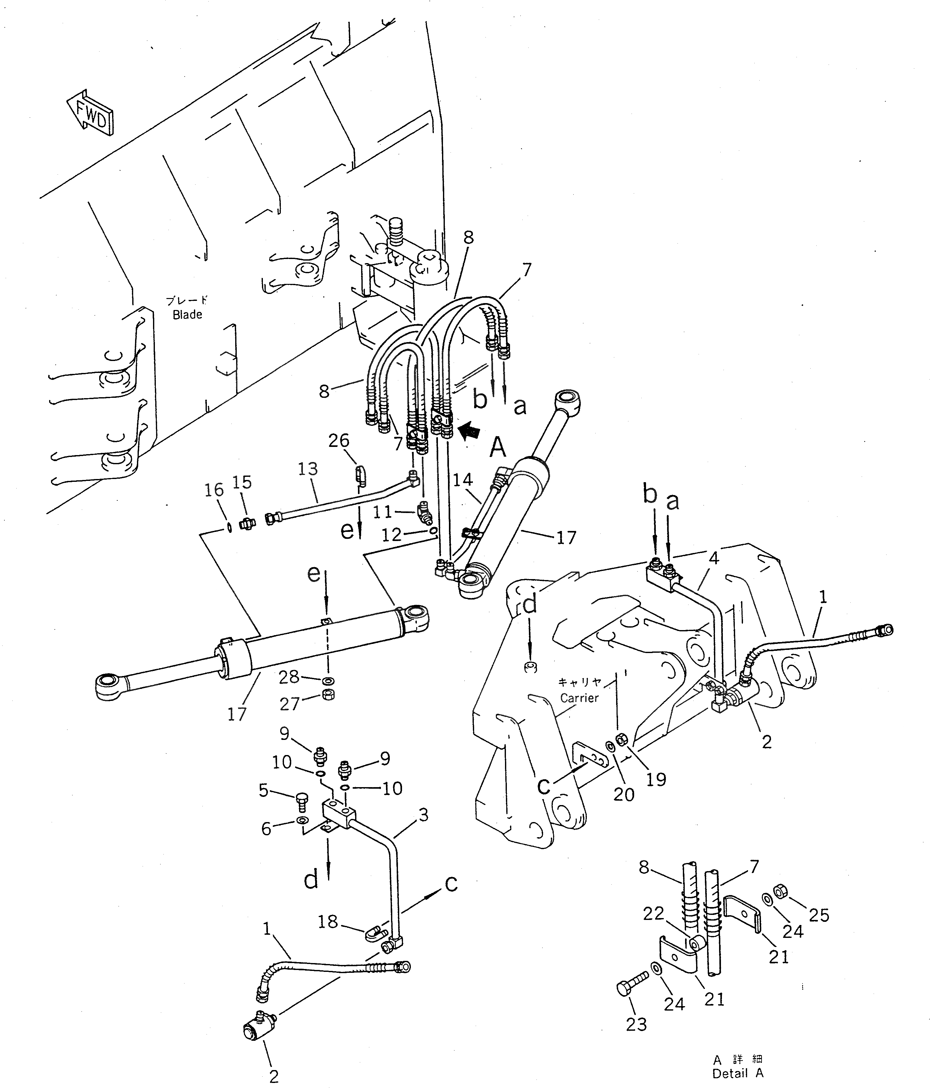 Схема запчастей Komatsu WA100-1 - PITCH И ANGLE SNOW PНИЗ. (ЦИЛИНДР НАКЛОНА ЛИНИЯ)(№-(7)) СПЕЦ. APPLICATION ЧАСТИ