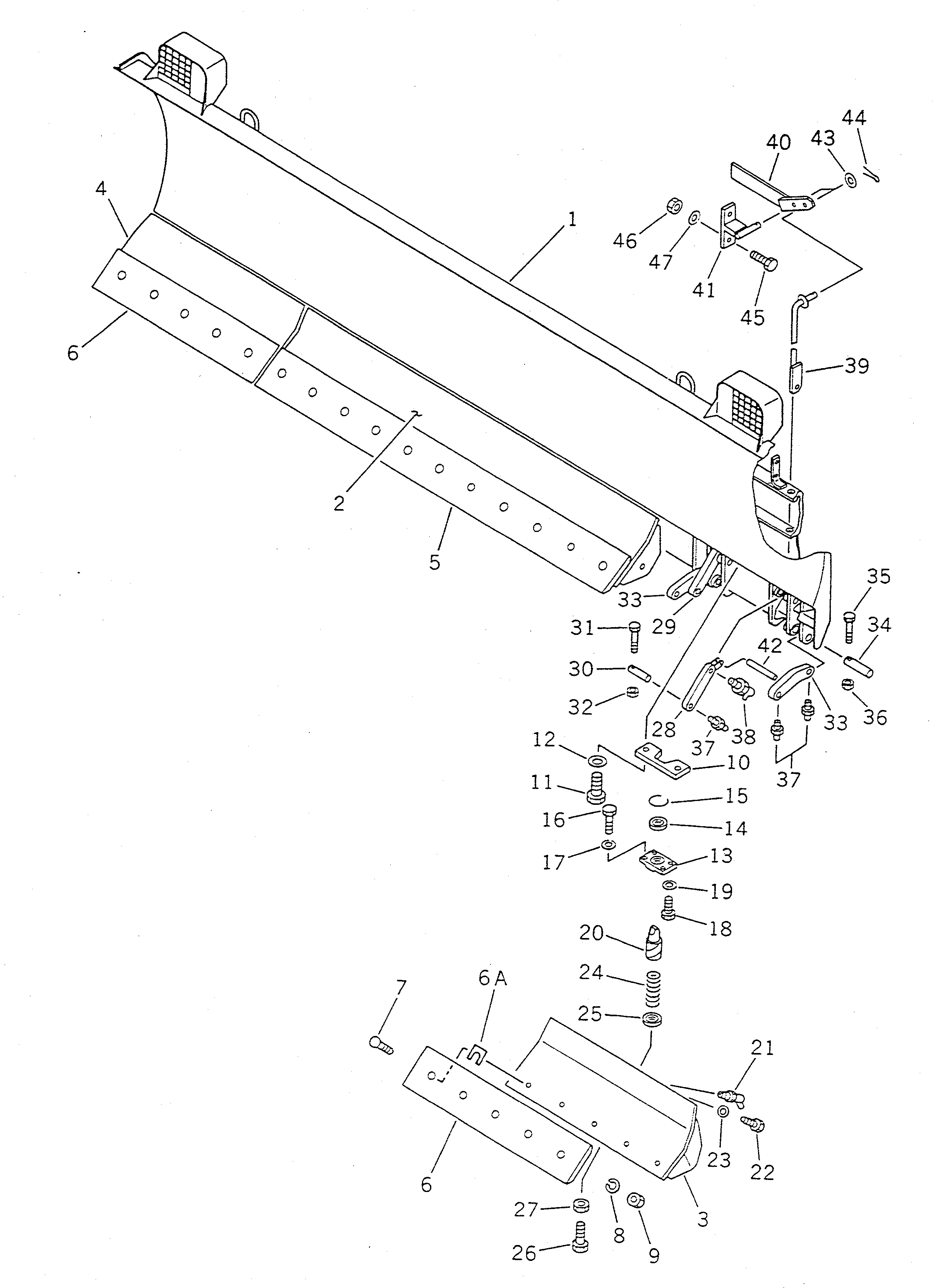 Схема запчастей Komatsu WA100-1 - PITCH И ANGLE SNOW PНИЗ. ОТВАЛ (С SHOCK CANCEL ОТВАЛ) СПЕЦ. APPLICATION ЧАСТИ