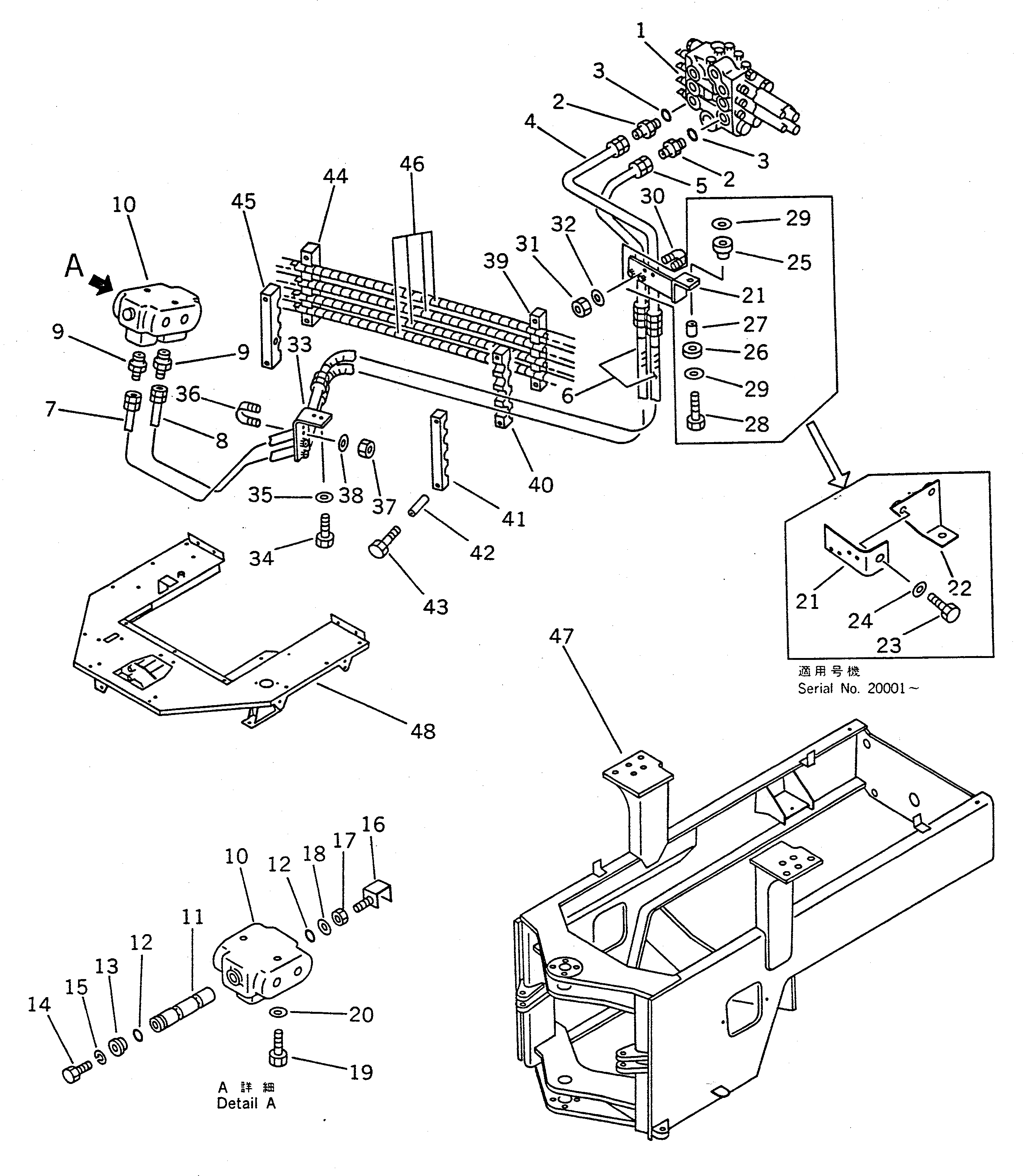 Схема запчастей Komatsu WA100-1 - ГИДРОЛИНИЯ (/) (ДЛЯ S.P.A.P.)(№.-) СПЕЦ. APPLICATION ЧАСТИ