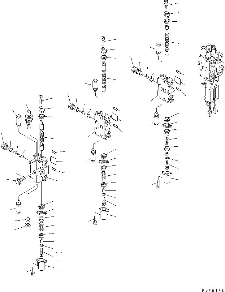 Схема запчастей Komatsu WA100-3-XW - 5-СЕКЦИОНН. УПРАВЛЯЮЩ. КЛАПАН (/)(№-) УПРАВЛ-Е РАБОЧИМ ОБОРУДОВАНИЕМ