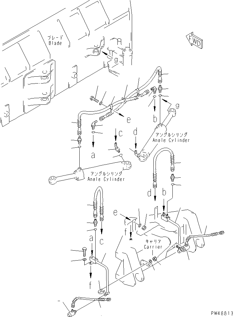 Схема запчастей Komatsu WA100-3-XW - PITCH И ANGLE SNOW PНИЗ. (/) (ЦИЛИНДР НАКЛОНА ЛИНИЯ)(№-) СПЕЦ. APPLICATION ЧАСТИ