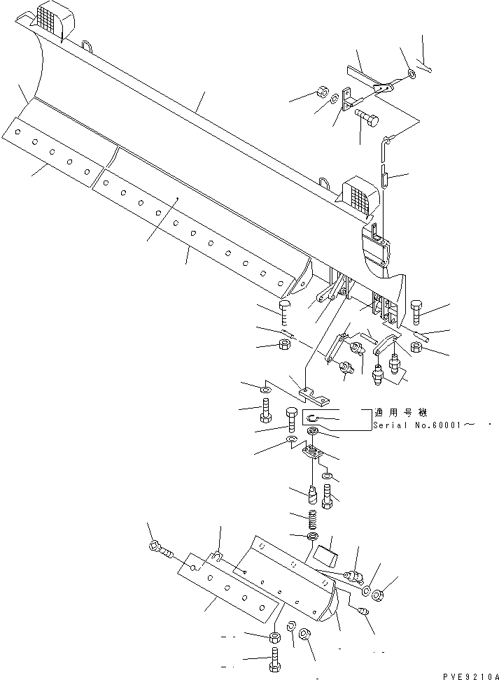 Схема запчастей Komatsu WA100-3-XW - PITCH И ANGLE SNOW PНИЗ. (С SHOCK CANCEL ОТВАЛ) (/) (ОТВАЛ)(№-) СПЕЦ. APPLICATION ЧАСТИ