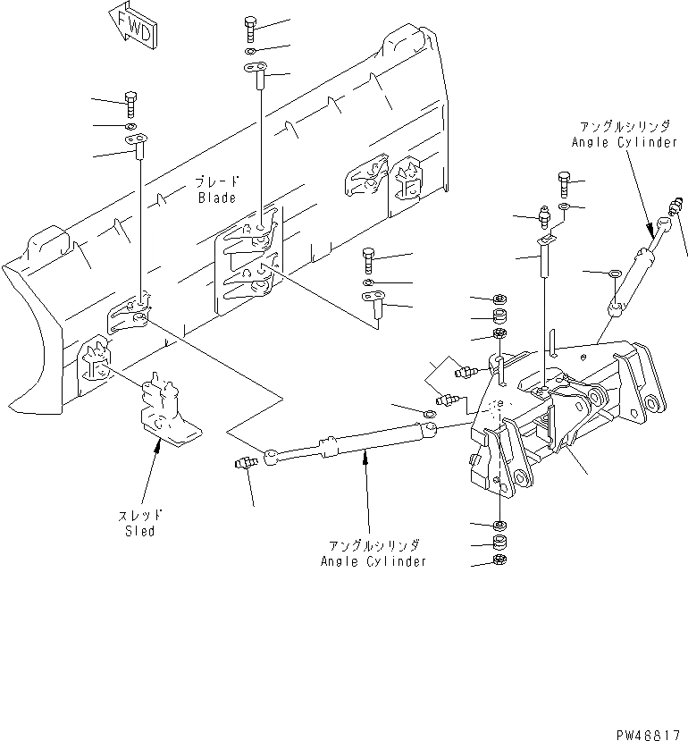 Схема запчастей Komatsu WA100-3-XW - PITCH И ANGLE SNOW PНИЗ. (С SHOCK CANCEL ОТВАЛ) (/)    (НЕСУЩИЙ ЭЛЕМЕНТ)(№-) СПЕЦ. APPLICATION ЧАСТИ