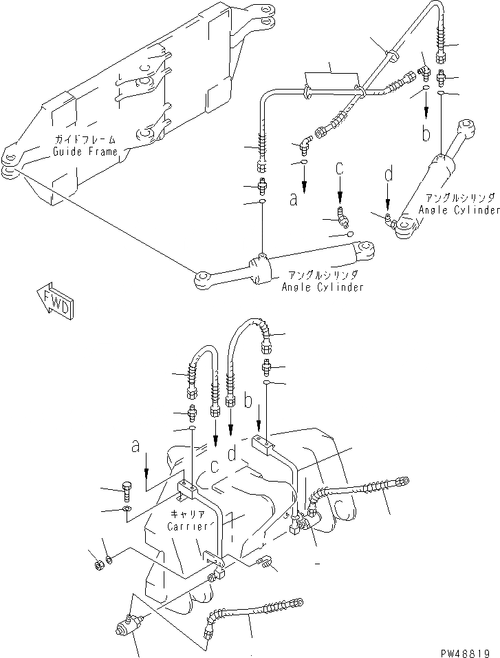 Схема запчастей Komatsu WA100-3-XW - БОКОВ. СДВИГ¤ PITCH И ANGLE SNOW PНИЗ. (/) (ЦИЛИНДР НАКЛОНА ЛИНИЯ)(№-) СПЕЦ. APPLICATION ЧАСТИ