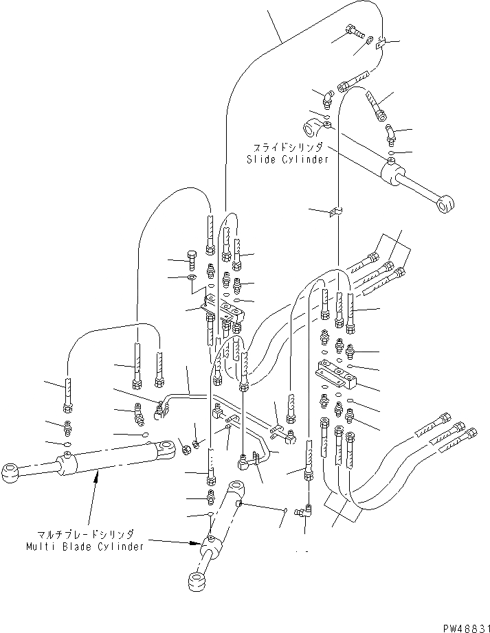 Схема запчастей Komatsu WA100-3-XW - MULTI ОТВАЛ (SLIDE ТИП) (/) (ЦИЛИНДР ОТВАЛА ЛИНИЯ)(№-) СПЕЦ. APPLICATION ЧАСТИ