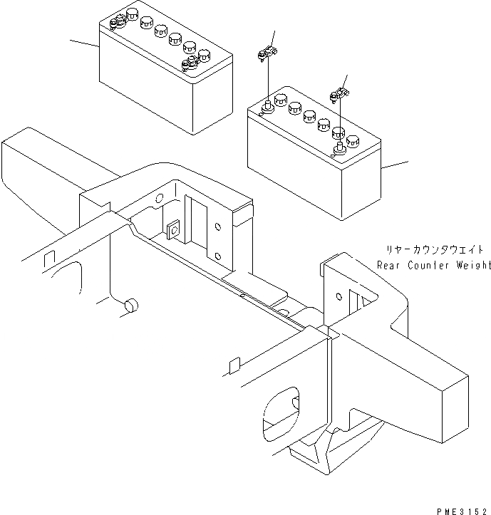 Схема запчастей Komatsu WA100-3-HW - АККУМУЛЯТОР (V AH) ЭЛЕКТРИКА